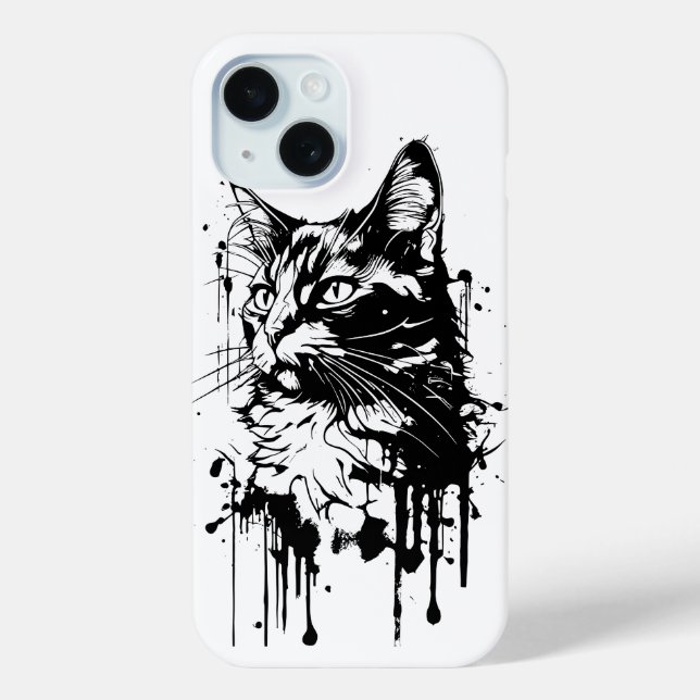 Schwarz-weiß-Katze Spritzer  Case-Mate iPhone Hülle (Rückseite)