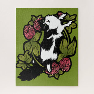 Schwarz-Weiß-Katze Tuxedo-Katze Klee Puzzle