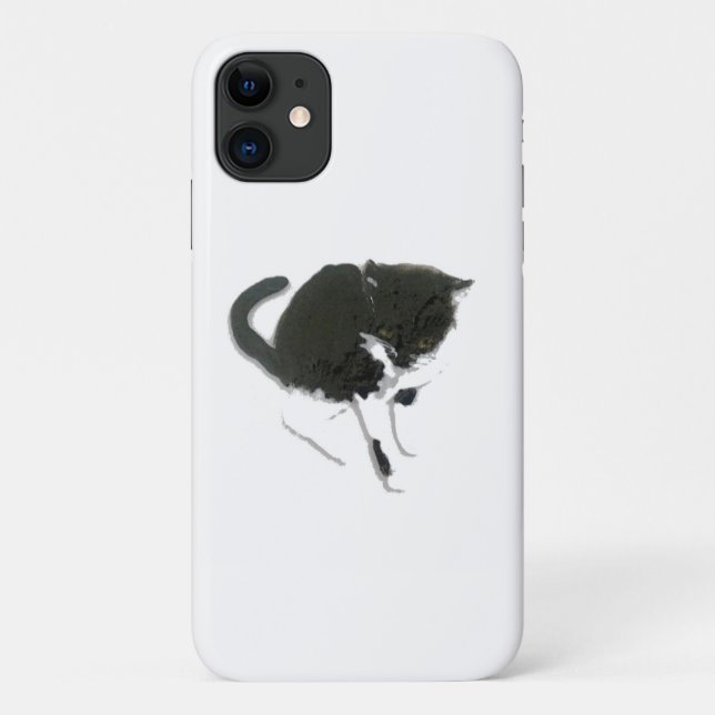 Schwarz-weiß-Katzengemälde Case-Mate iPhone Hülle (Rückseite)