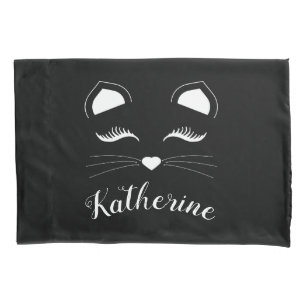 Schwarz-Weiß-Katzengesicht Kissenbezug