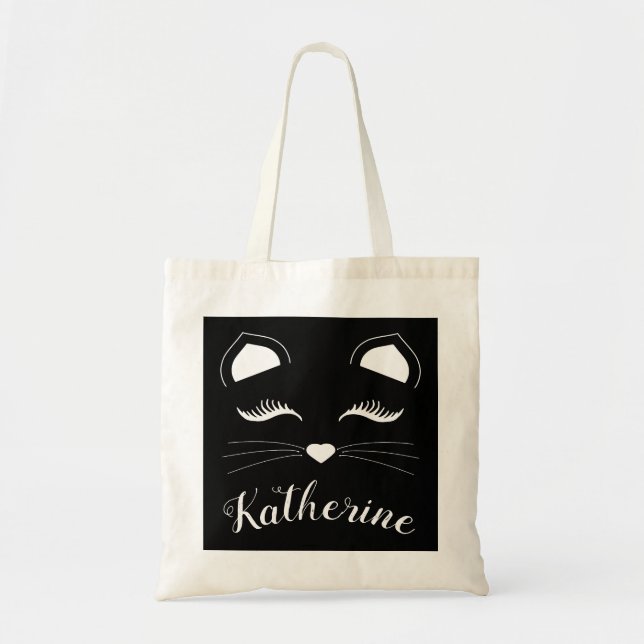 Schwarz-Weiß-Katzengesicht Tragetasche (Vorne)