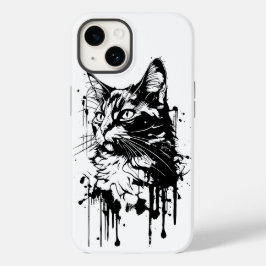 Schwarz-Weiß-Katzenplash Case-Mate iPhone 14 Hülle