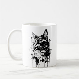 Schwarz-Weiß-Katzenplash Kaffeetasse