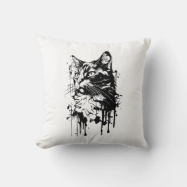 Schwarz-Weiß-Katzenplash Kissen
