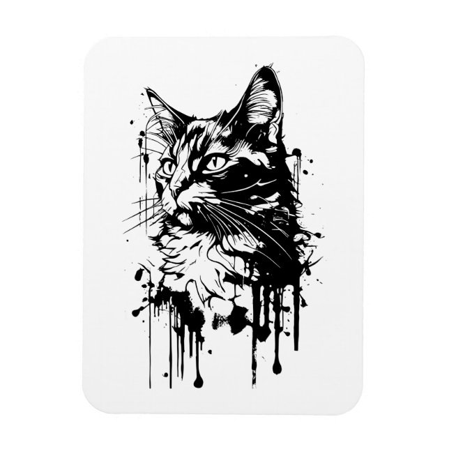 Schwarz-Weiß-Katzenplash Magnet (Vertikal)