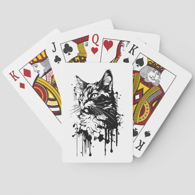 Schwarz-Weiß-Katzenplash Spielkarten (Rückseite)