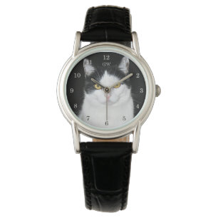 Schwarz-Weiß-Katzenporträt Armbanduhr