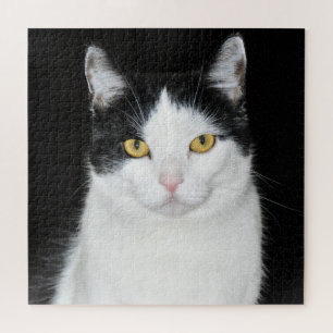 Schwarz-Weiß-Katzenporträt Puzzle