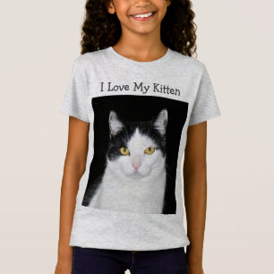 Schwarz-Weiß-Katzenporträt T-Shirt