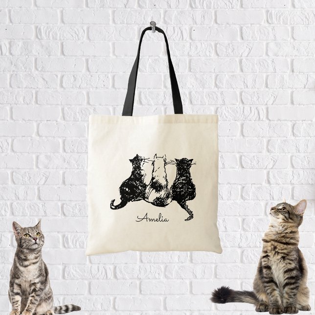 Schwarz-Weiß-Katzenverpackung Tragetasche (Von Creator hochgeladen)