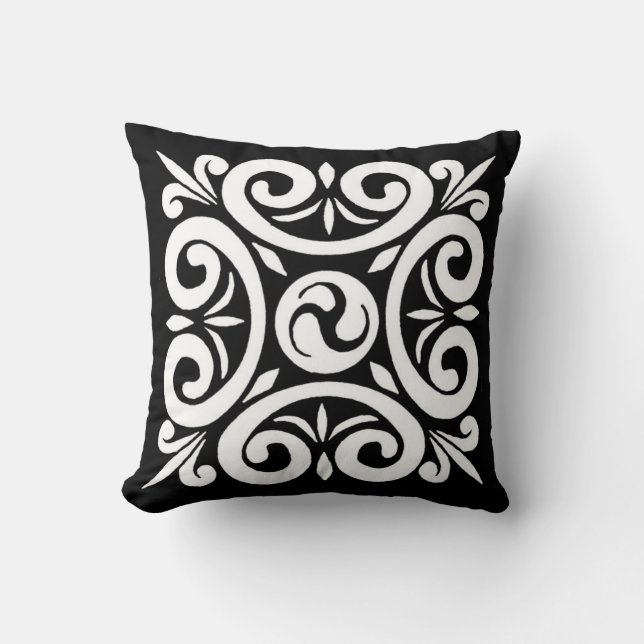 Schwarz-Weiß-keltisches Design - Kissen (Vorderseite)