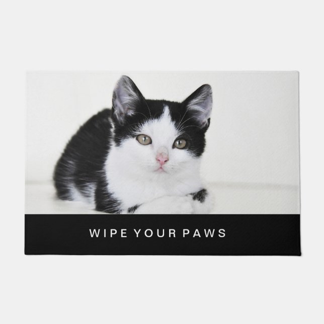 Schwarz-Weiß-Kitte Fußmatte (Vorderseite)