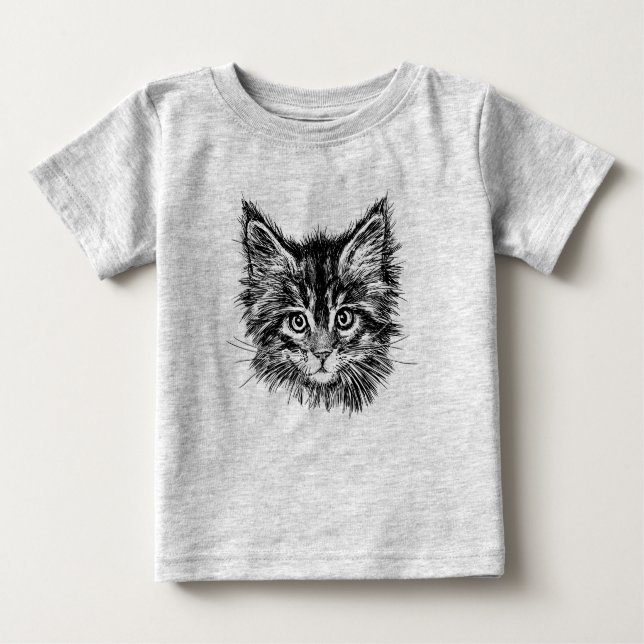 Schwarz-Weiß-Kitten Baby T-shirt (Vorderseite)