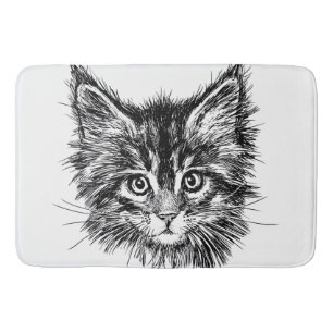 Schwarz-Weiß-Kitten Badematte