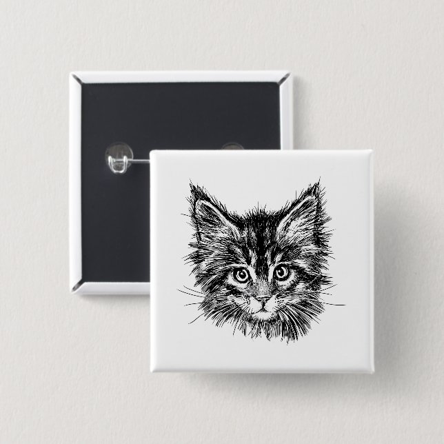 Schwarz-Weiß-Kitten Button (Vorne & Hinten)