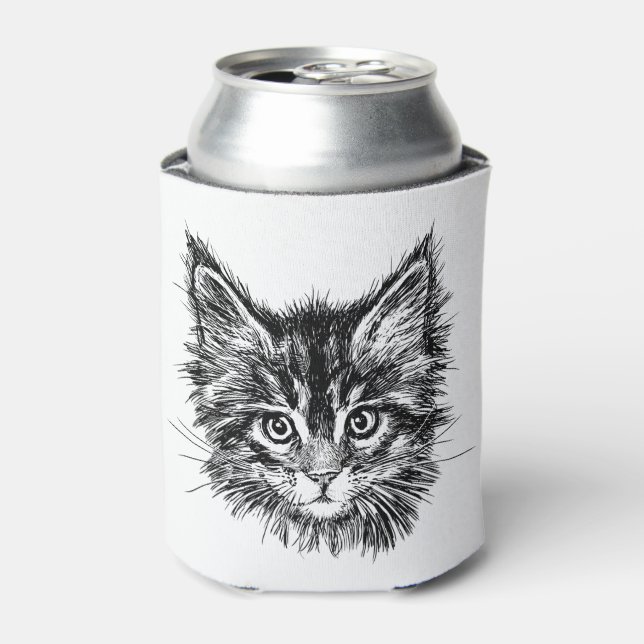 Schwarz-Weiß-Kitten Dosenkühler (Kanne Vorderseite)