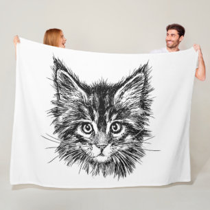 Schwarz-Weiß-Kitten Fleecedecke