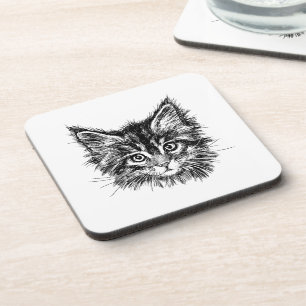 Schwarz-Weiß-Kitten Getränkeuntersetzer