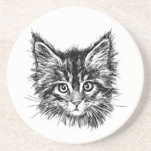 Schwarz-Weiß-Kitten Getränkeuntersetzer