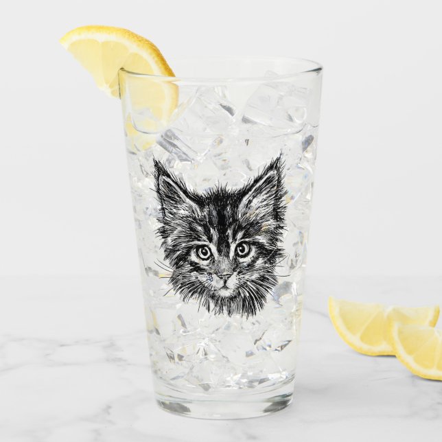 Schwarz-Weiß-Kitten Glas (Vorderseite Ice)