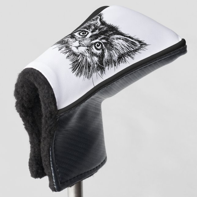 Schwarz-Weiß-Kitten Golf Headcover (3/4 Vorderseite)