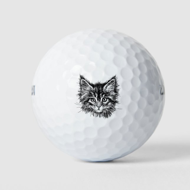 Schwarz-Weiß-Kitten Golfball (Vorderseite)