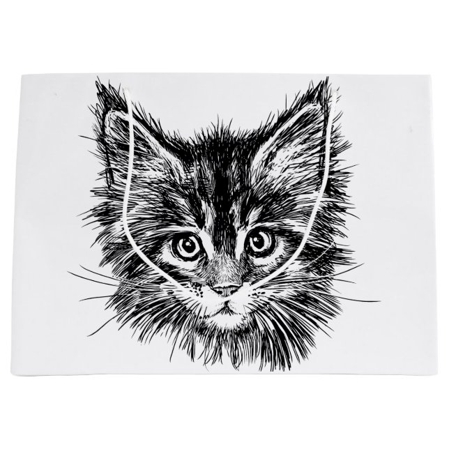 Schwarz-Weiß-Kitten Große Geschenktüte (Vorderseite)