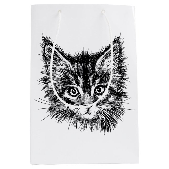 Schwarz-Weiß-Kitten Mittlere Geschenktüte (Vorderseite)
