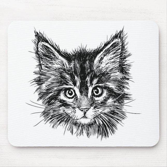 Schwarz-Weiß-Kitten Mousepad (Vorne)