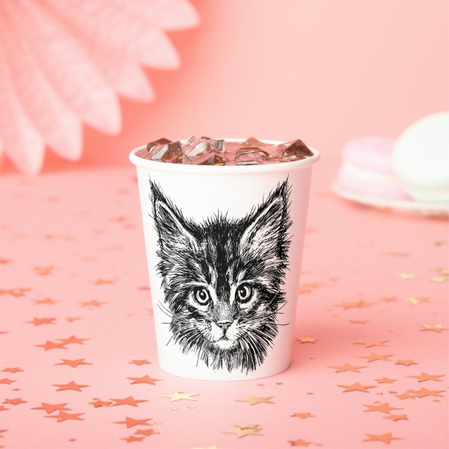 Schwarz-Weiß-Kitten Pappbecher (Insitu)