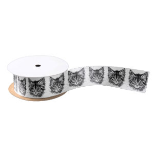 Schwarz-Weiß-Kitten Satinband