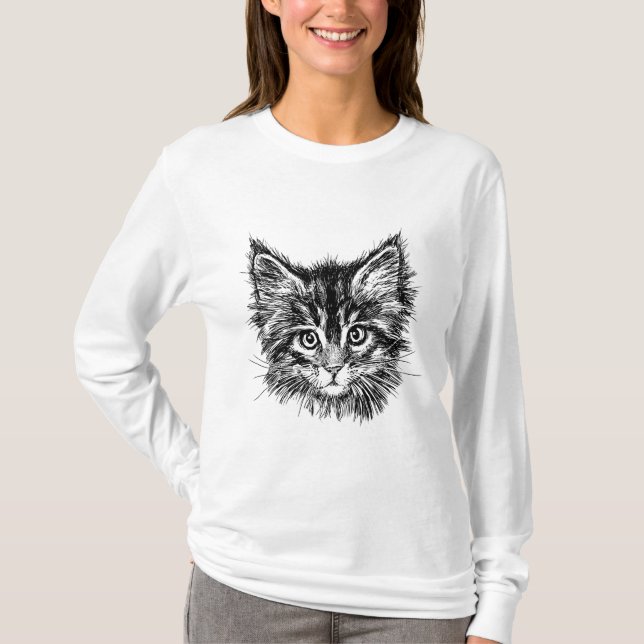 Schwarz-Weiß-Kitten T-Shirt (Vorderseite)
