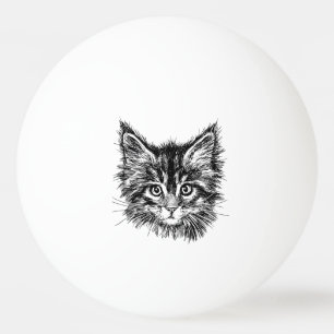 Schwarz-Weiß-Kitten Tischtennisball