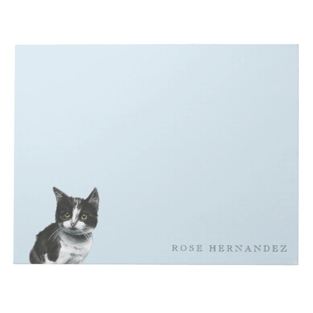 Schwarz-Weiß-Kitten Zeichnend Notizblock (Vorderseite)