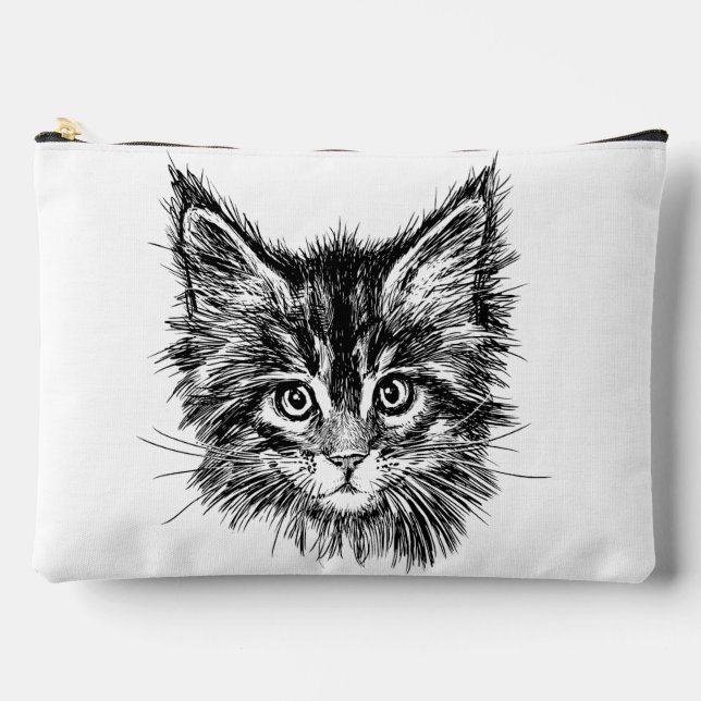 Schwarz-Weiß-Kitten Zubehörtasche (Vorderseite)