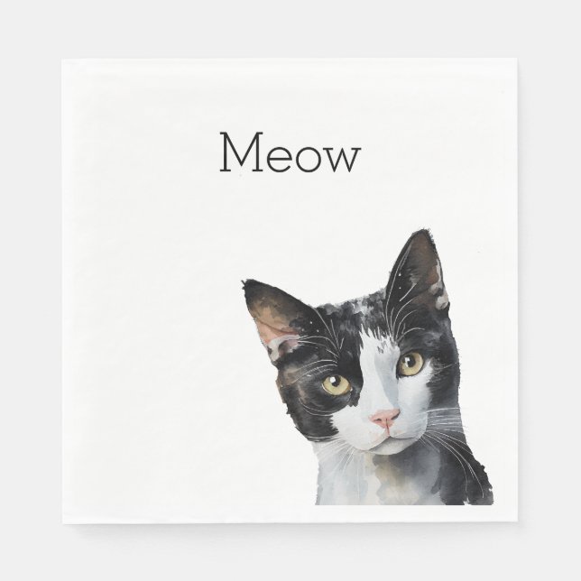 Schwarz-weiß Kitty Cat Serviette (Vorderseite)