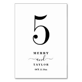 Schwarz-Weiß-Klassik, einfacher Kupferhochzeittisc Tischnummer