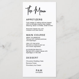 Schwarz-Weiß Klassik Elegante Hochzeit Menükarte