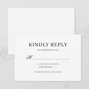 Schwarz-Weiß-Klassik-Hochzeit Rsvp Karte