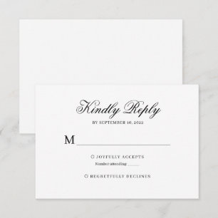 Schwarz-Weiß-Klassik-Hochzeit Rsvp Karte