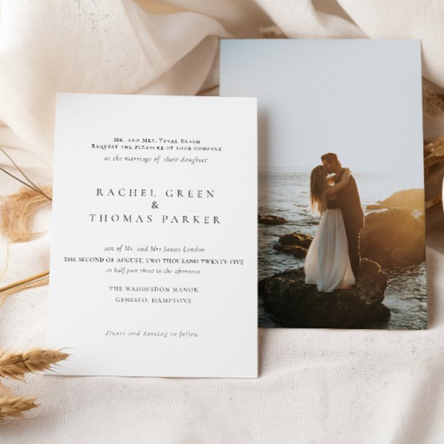 Schwarz-Weiß-Klassik-Minimal-Foto-Hochzeit Einladung (Von Creator hochgeladen)