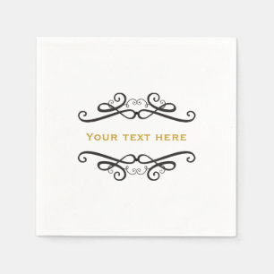Schwarz/Weiß Klassik Vintage Hochzeit Verlobung Serviette