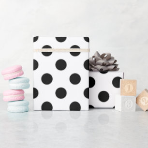 Schwarz-Weiß-Klassiker mit großem Polka-Punktmuste Geschenkpapier