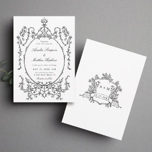 Schwarz-Weiß-Klassiker-Rahmen Hochzeit Einladung