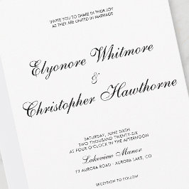 Schwarz-Weiß-Klassiker Zeitlose Kalligrafie-Hochze Einladung