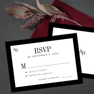 Schwarz-weiß klassische formelle alte Geld-Hochzei RSVP Karte
