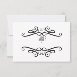 Schwarz-weiß klassische Vintage-Hochzeitstisch-Num Einladung