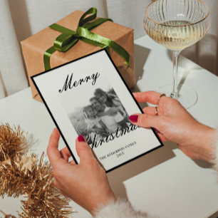 Schwarz-Weiß-klassisches Old-Money-Weihnachtsfoto Feiertagskarte