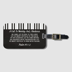 Schwarz-Weiß-Klavier druckt mit Bibelangebot Gepäckanhänger