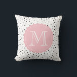 Schwarz-Weiß-Konfetti-Dosen Rosa Monogramm Kissen<br><div class="desc">Stilvolles und modernes Monogramm-Kissen mit schwarzem Polka-Dots-Muster mit einem schwarz-rosa Sakallop-Edge-Tag. Dieses personalisierte minimalistische Kissen ist ein Geschenk.</div>